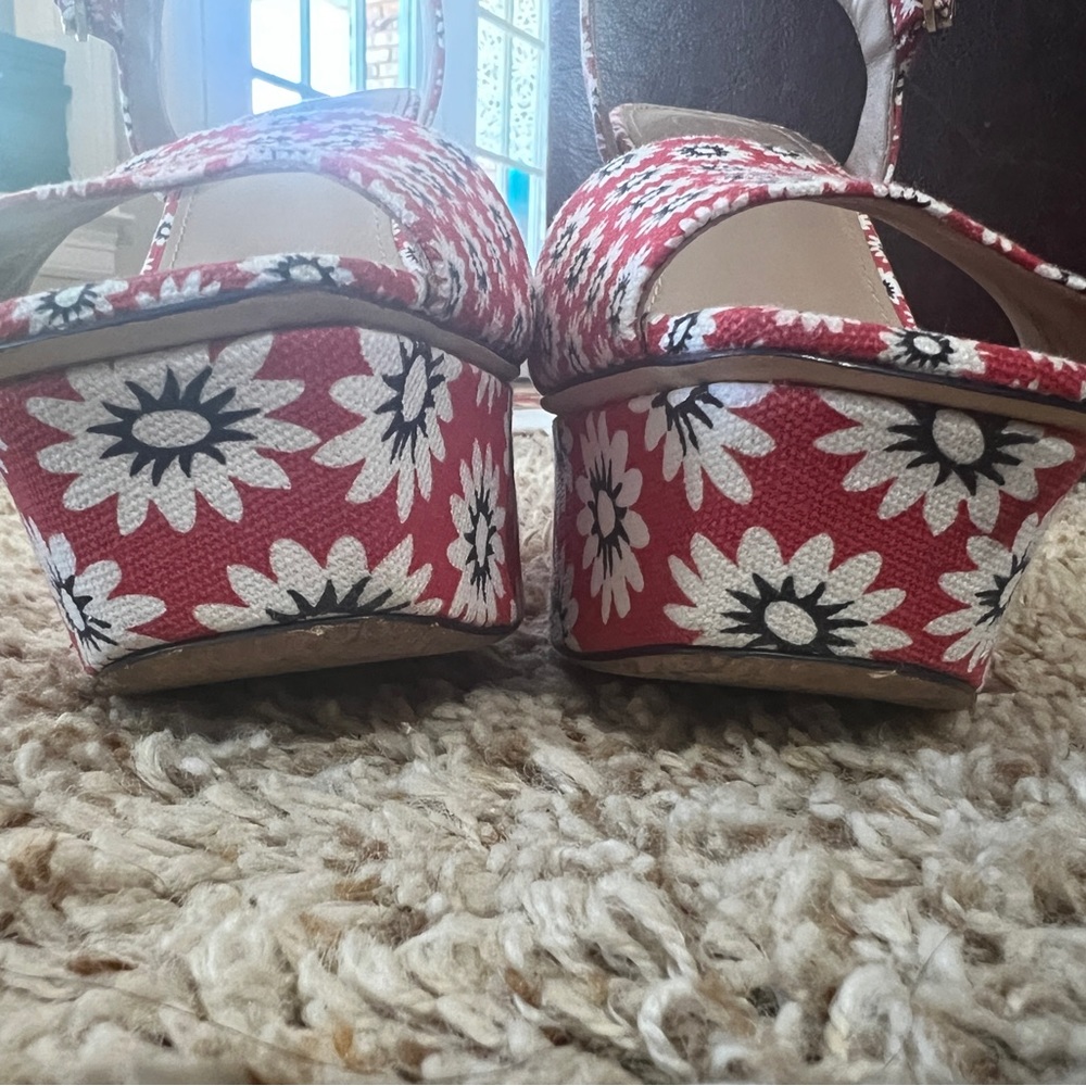 Tory Burch Canvas Floral Print Wedge Sandals - Women's Sz 9.5M - Great condition - Picture 9 of 12